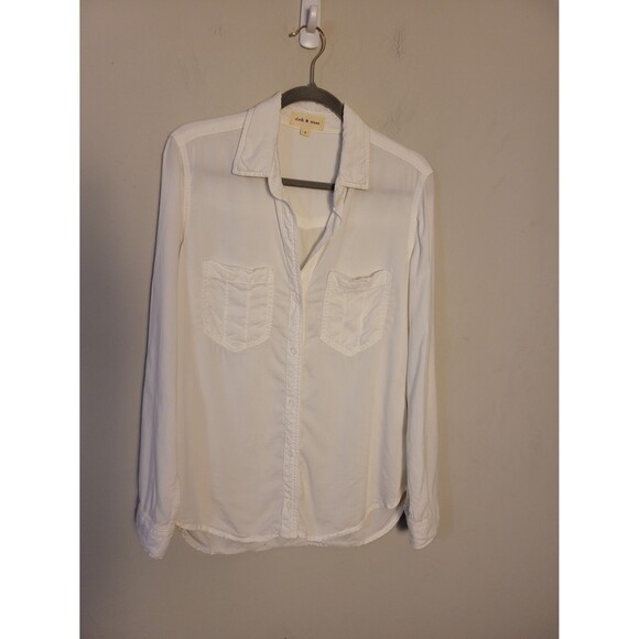cloth & stone Tops - Cloth & Stone White Tencel Button Up Shirt Sz S
